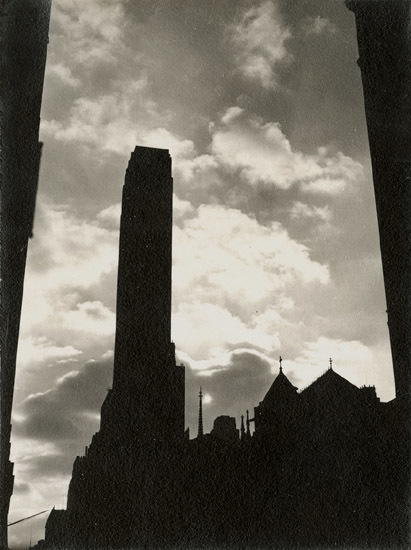 Dorothy Norman, ‘Rockefeller Center in Silhouette , New York City, NY’, 1938/1938, Photography, Silver print on original mount., Contemporary Works/Vintage Works