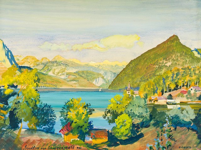 Oskar Laske, ‘At Grundlsee’, 1932/1935, Drawing, Collage or other Work on Paper, Gouache on paper, Galerie Kovacek & Zetter