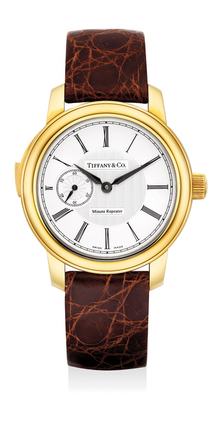 Tiffany and Co., ‘A fine and rare yellow gold minute repeating wristwatch with original certificate and presentation box’, Circa 2004, Phillips