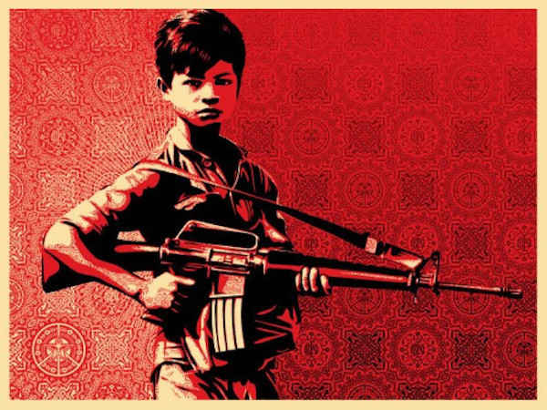 Shepard Fairey, ‘Duality of Humanity 4’, 2008, Print, Screen-print on cream paper, Blackline Gallery
