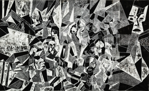 Katya Zvereva, ‘Life’, 2017, Painting, Woodcut print, ink on viscose rayon., HOFA Gallery (House of Fine Art)