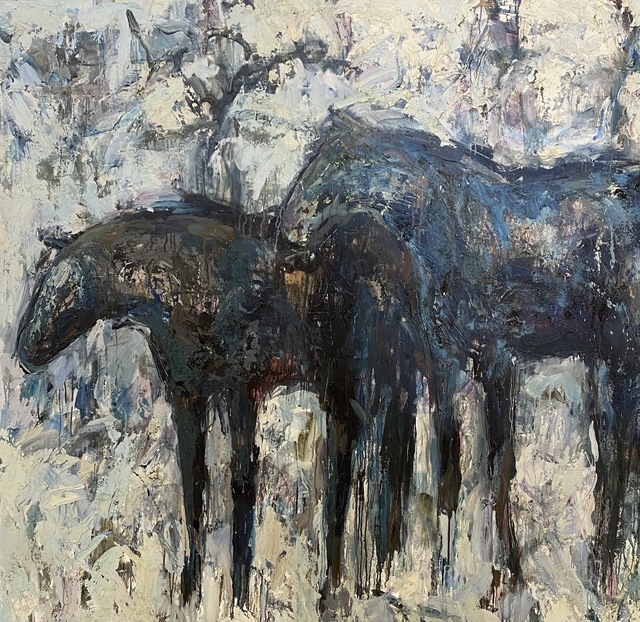 Theodore Waddell, ‘Judge and Barjo’, 1997, Painting, Oil, encaustic on canvas, Visions West Contemporary