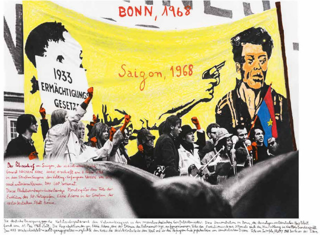 Marcelo Brodsky, ‘From the series "1968, the fire of the ideas", Bonn, 1968’, 2014-2017, Mixed Media, Black and white archival photograph © Interfoto, 1968, intervened with handwritten texts by Marcelo Brodsky, 2017, Henrique Faria Fine Art