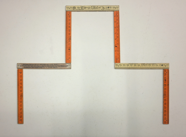 Hamish Fulton, ‘SEVEN PIECES OF CUT WOODEN RULER FOR:
7 ONE DAY WALKS FROM AND TO SAMEDAN VIA PIZ PADELLA ENGADIN SWITZERLAND 11 – 17 JUNE 2012.
’, 1946, espaivisor - Galería Visor
