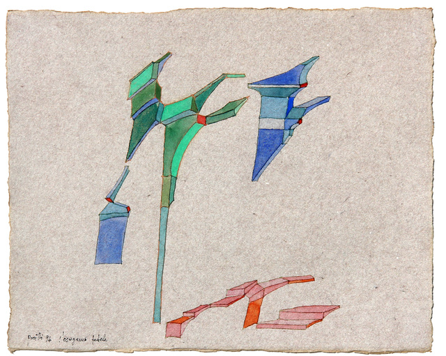 Achille Perilli, ‘L'esogamo fedele’, 1994, Drawing, Collage or other Work on Paper, Watercolour on paper, Ambrosiana Casa d'Aste