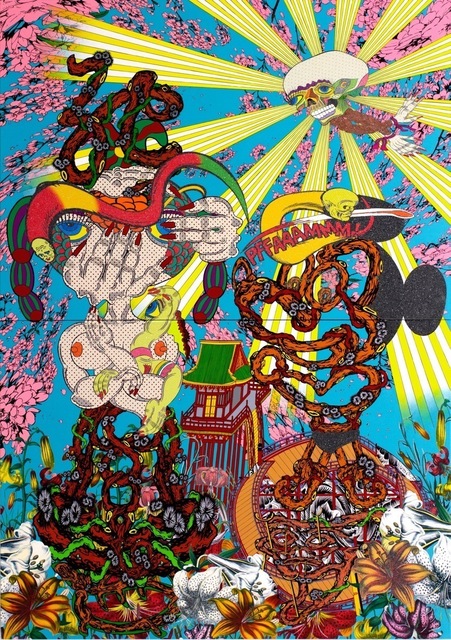 Keiichi Tanaami, ‘Flare-up Universe’, 2014, Painting, Acrylic paint, glass powder on canvas, Nanzuka