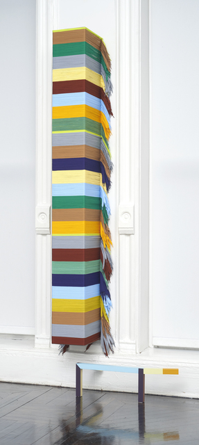 Diana de Solares, ‘Soft Column Over Column’, 2016, Sculpture, Shoelaces and iron, Henrique Faria Fine Art