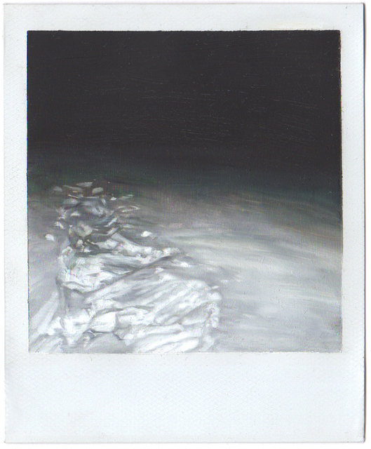 Martí Cormand, ‘Footprints in the Snow at Night’, 2019, Painting, Oil on Polaroid Photo Paper, Josée Bienvenu
