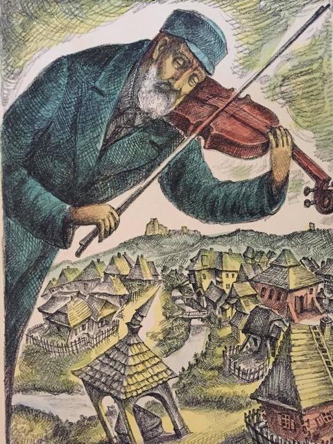 Chaim Goldberg, ‘Chassidic Klezmer Fiddler’, 20th Century, Lions Gallery