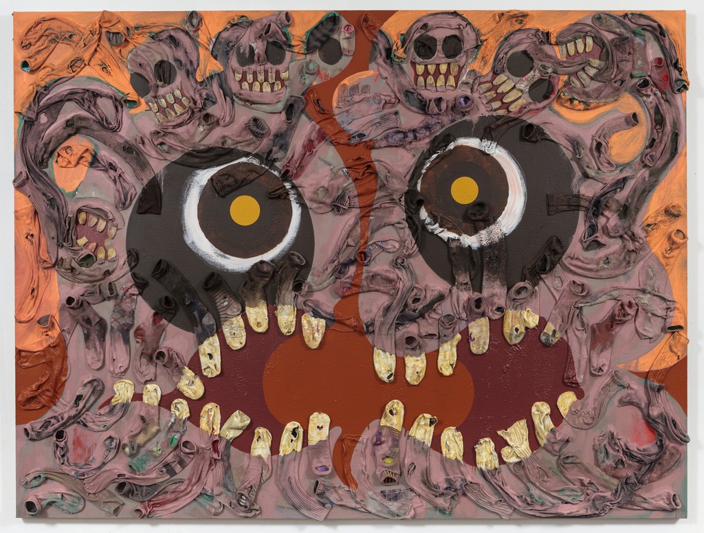 Snarler, 2014
Acrylic and socks on linen
74 x 98" Snarler, 2014
Acrylic and socks on linen
74 x 98"