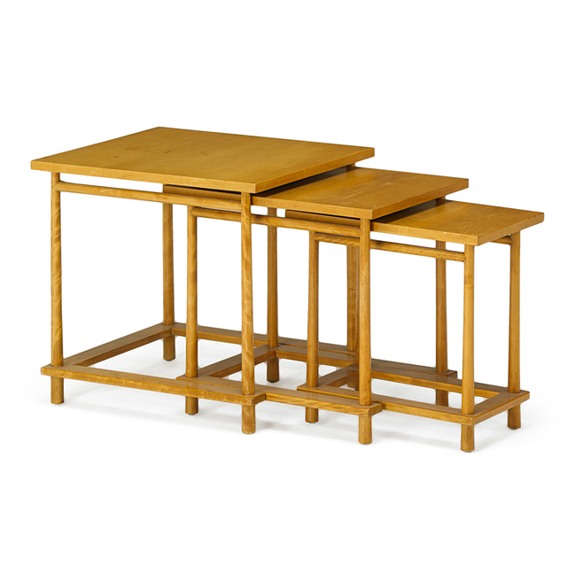T.H. Robsjohn-Gibbings, ‘Three Nesting Tables, Grand Rapids, MI’, 1950s, Design/Decorative Art, Bleached Walnut, Rago/Wright