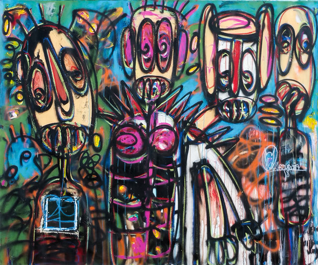 Aboudia, ‘Pink Lady ’, 2017, Painting, Acrylic and pastels on canvas, Out of Africa Gallery