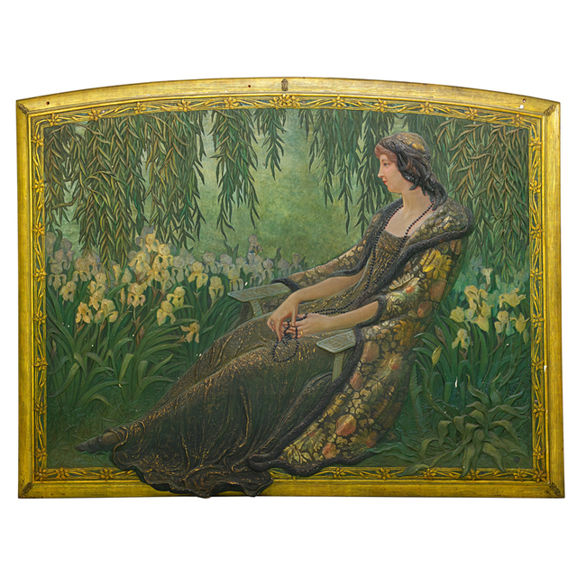 ‘Massive Art Nouveau Panel of a Seated Woman with Irises, Early 20th C.’, Early 20th C., Rago/Wright