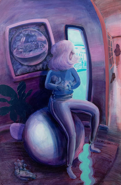 Hilary Doyle, ‘Mother and Child on a Yoga Ball I (Creation)’, 2020, Painting, Acrylic on canvas, Taymour Grahne Projects