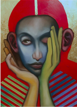 Katya Zvereva, ‘WHAT ABOUT AGAIN’, 2019, Painting, PASTEL/ACRLIC/ GOLDLEAF/CARDBOARD, HOFA Gallery (House of Fine Art)