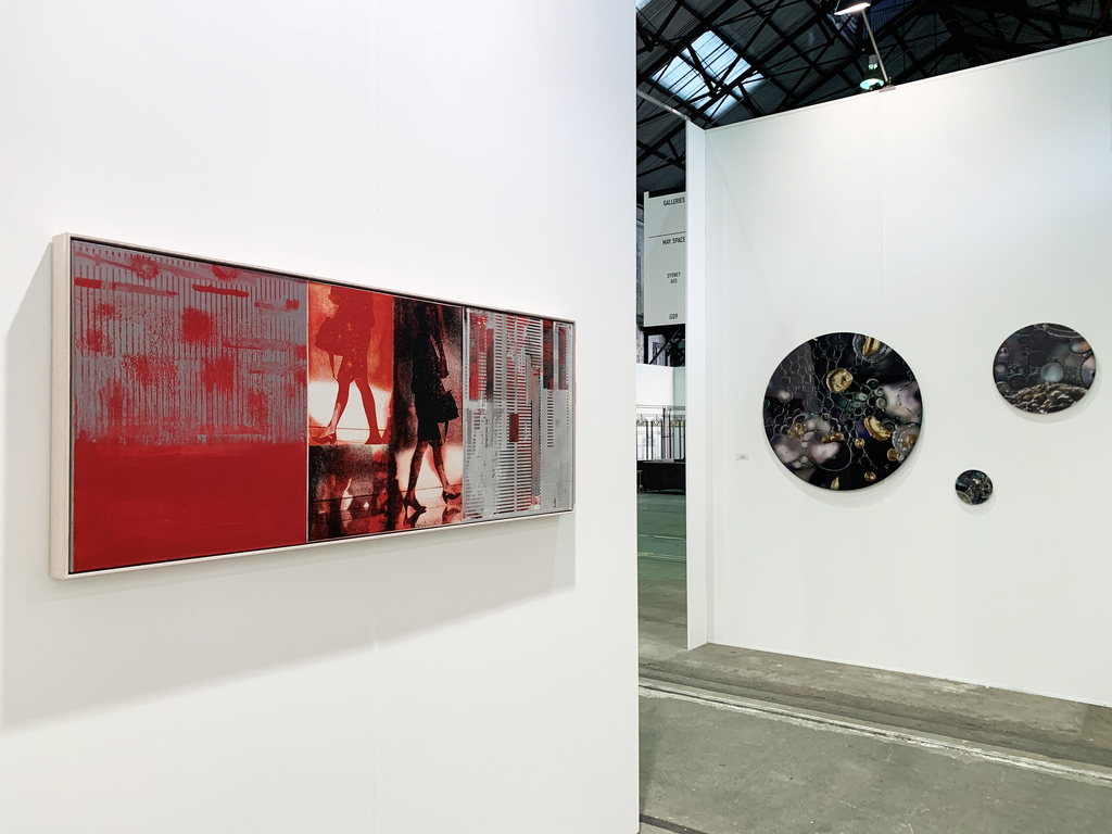 MAY SPACE at Booth G09 - Installation I, 10th September, 2019, featuring:
Robert Boynes, 'Commuter 3,' 2014-19, acrylic on canvas - triptych - framed.
Janet Tavener, 'Seedless Collection 1,' 2019, Chromaluxe. MAY SPACE at Booth G09 - Installation I, 10th September, 2019, featuring:
Robert Boynes, 'Commuter 3,' 2014-19, acrylic on canvas - triptych - framed.
Janet Tavener, 'Seedless Collection 1,' 2019, Chromaluxe.