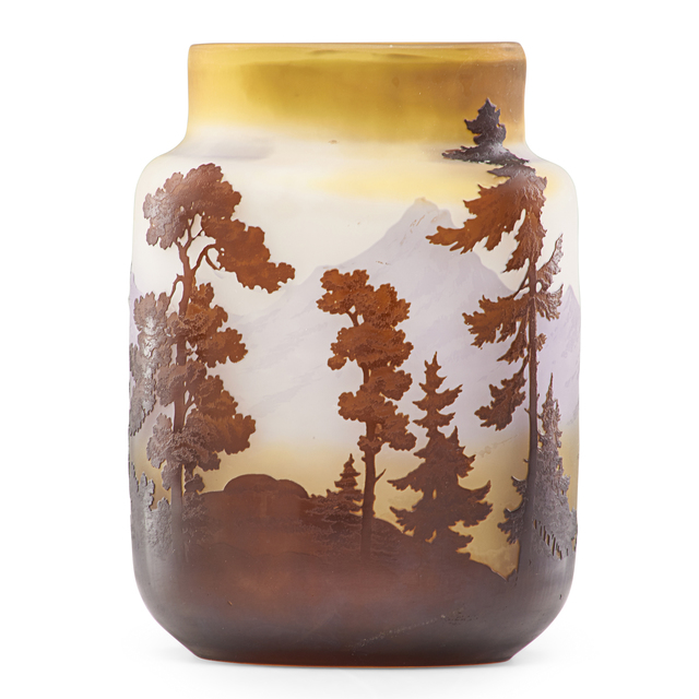 Galle, ‘Vase with Alpine landscape’, Design/Decorative Art, Acid-etched cameo glass, France, Rago/Wright