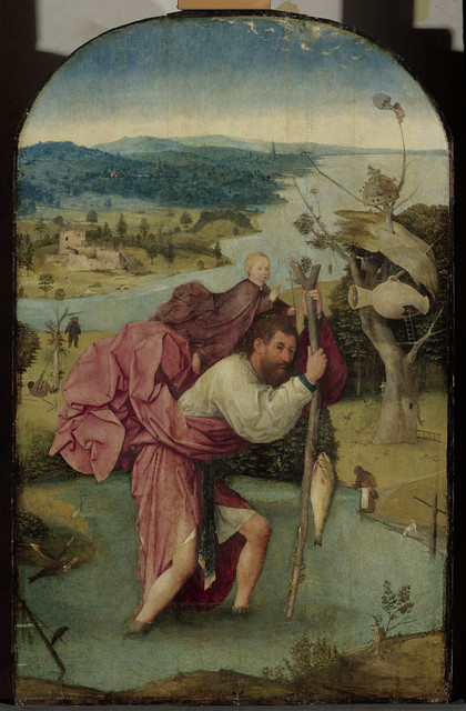 Hieronymus Bosch, ‘Saint Cristopher carrying the Christ Child’, 1490-1500, Painting, Oil on panel, Museo Nacional del Prado