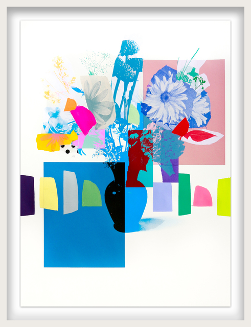 Emily Filler, ‘Paper Bouquet (black vase + blue flowers)’, ca. 2021, Drawing, Collage or other Work on Paper, Mixed Media on Paper, Newzones