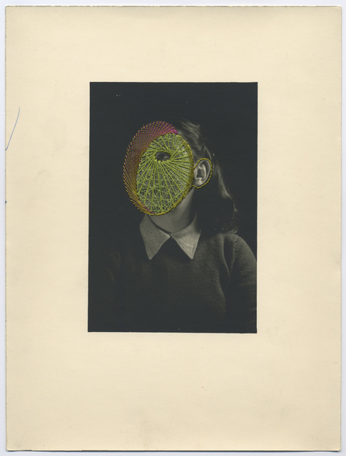 Maurizio Anzeri, ‘Lisa’, 2018, Photography, Embroidery on found photograph, Haines Gallery