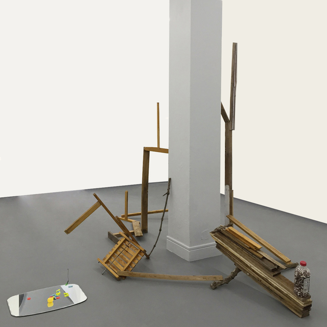 Abraham Cruzvillegas, ‘Autorretrato istmeño escuchando "Colón Colón" con Lord Cobra......’, 2015, Sculpture, Found objects, wood, fabric, plastic, tin, mirror, Diablo Rosso