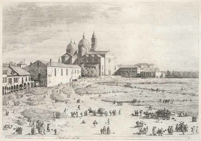 Studio of Giovanni Antonio Canal, called Il Canaletto, ‘S. Giustina In Prà Della Valle (Devesme 8; Bromberg 7)’, Print, Etching on cream laid paper, Doyle