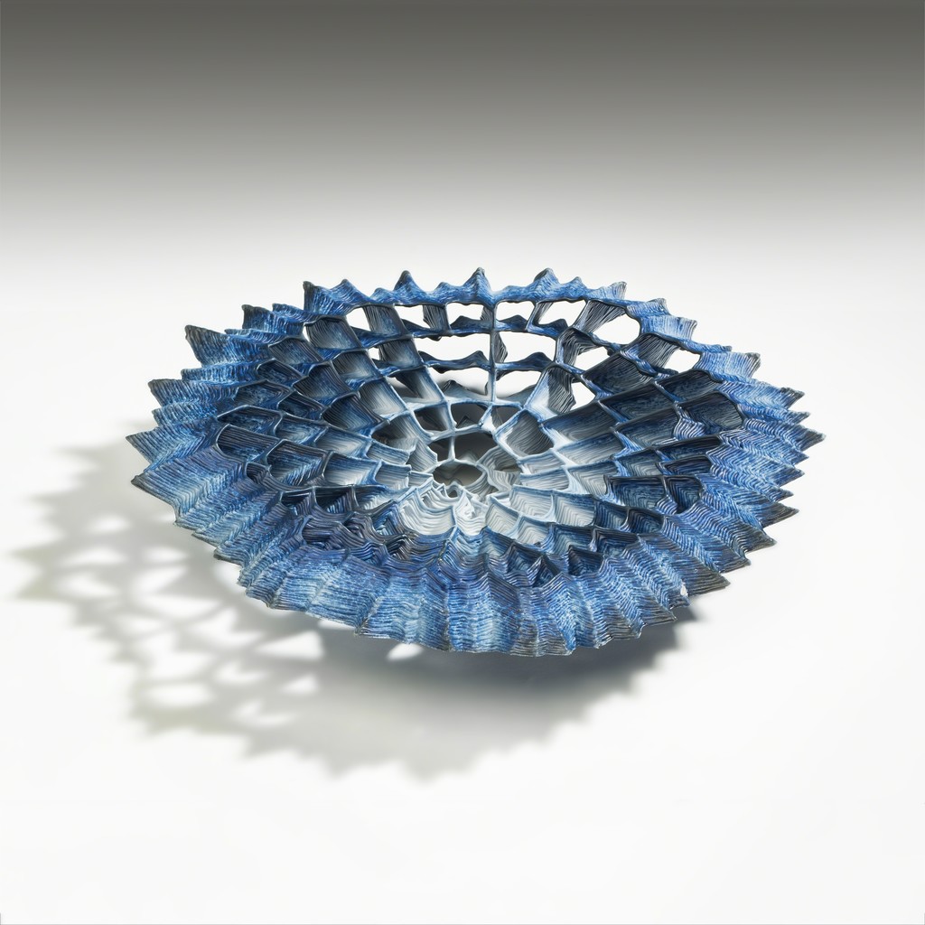 Sidsel Hanum, "Blue Core", 2015, Porcelain, C. 1.4 in. h x 9 in. w x 8 in. d Sidsel Hanum, "Blue Core", 2015, Porcelain, C. 1.4 in. h x 9 in. w x 8 in. d