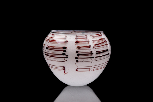 Dale Chihuly, ‘ Dale Chihuly 1979 White Tabac Basket with Brown Stripes Signed Contemporary Handblown Glass Art’, 1979, Modern Artifact
