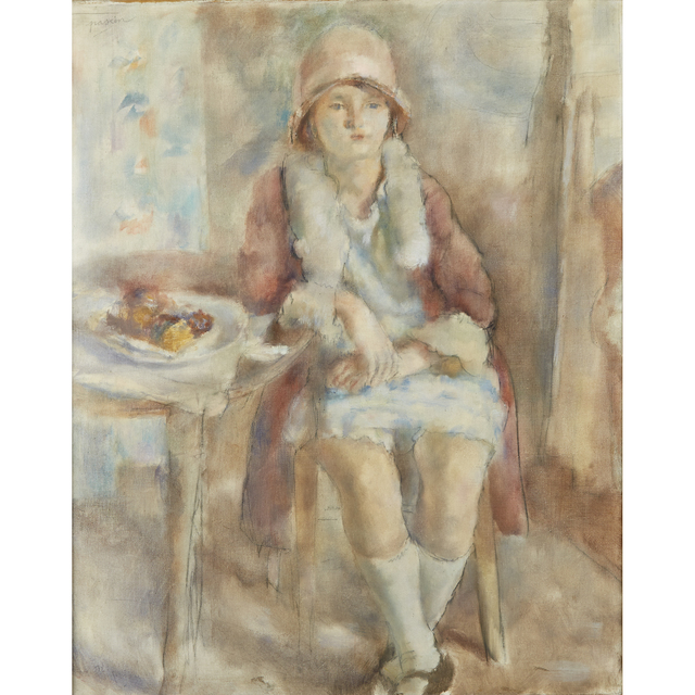 Jules Pascin, ‘Jeune Fille au Café’, 1927, Painting, Oil and crayon on canvas, Freeman's