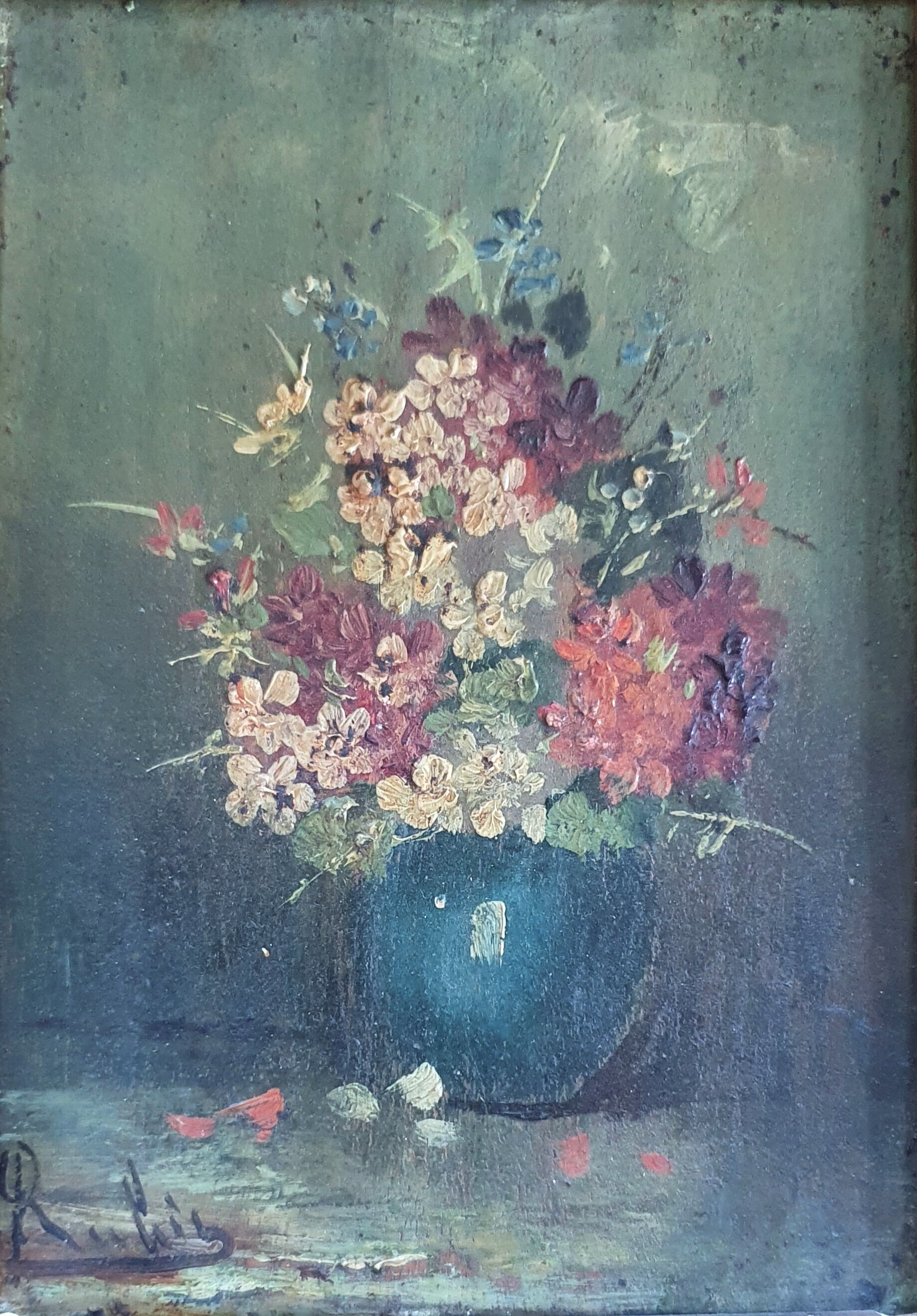 Blue vase of flowers — Reuven Rubin