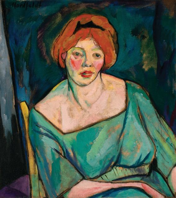 Bror Julius Olsson Nordfeldt, ‘Portrait of a Woman with Red Hair (Woman with Orange Hair)’, circa 1916, Doyle