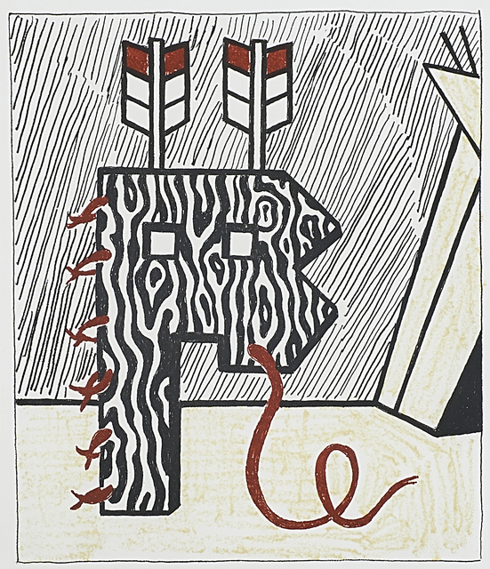 Roy Lichtenstein, ‘Figure with Teepee’, 1980, Print, Soft-ground etching and engraving in colors on mould-made Lana paper (framed), Rago/Wright