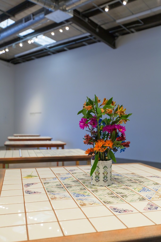 Cassandra Emswiler Burd, Flowers of War, 2015, installation view at Erin Cluley Gallery. Cassandra Emswiler Burd, Flowers of War, 2015, installation view at Erin Cluley Gallery.