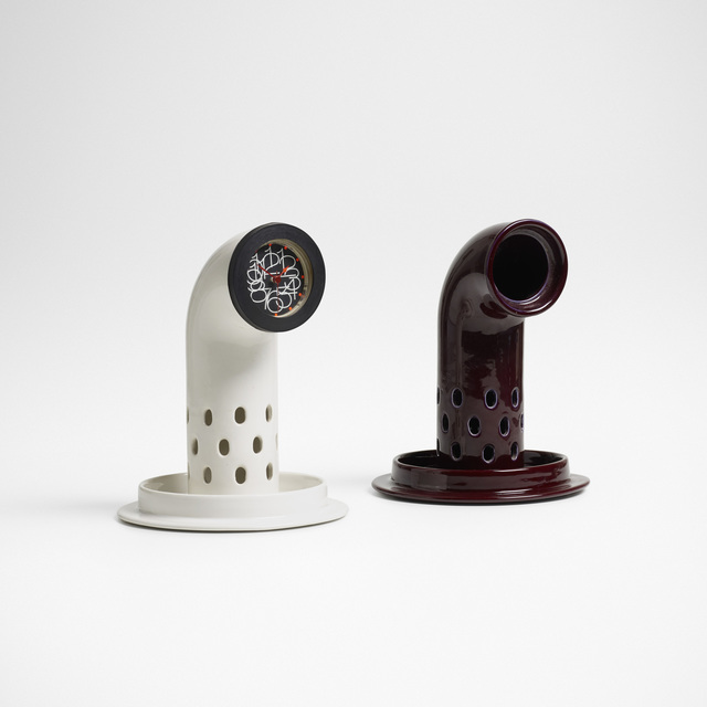 Ennio Lucini, ‘Periscopio clock and base’, 1973, Design/Decorative Art, Porcelain, rubber, plastic, printed paper, enameled aluminum, Rago/Wright