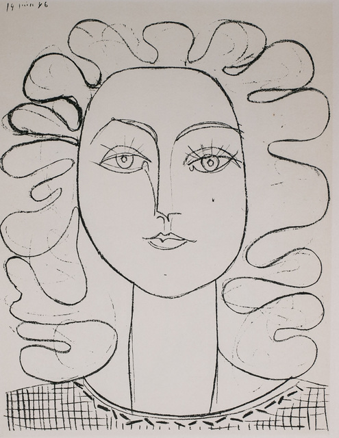 Pablo Picasso, ‘Francoise Aux Cheveux Ondules (Francoise with Wavy Hair), 1949 Limited edition Lithogrph by Pablo Picasso’, 1949, White Cross