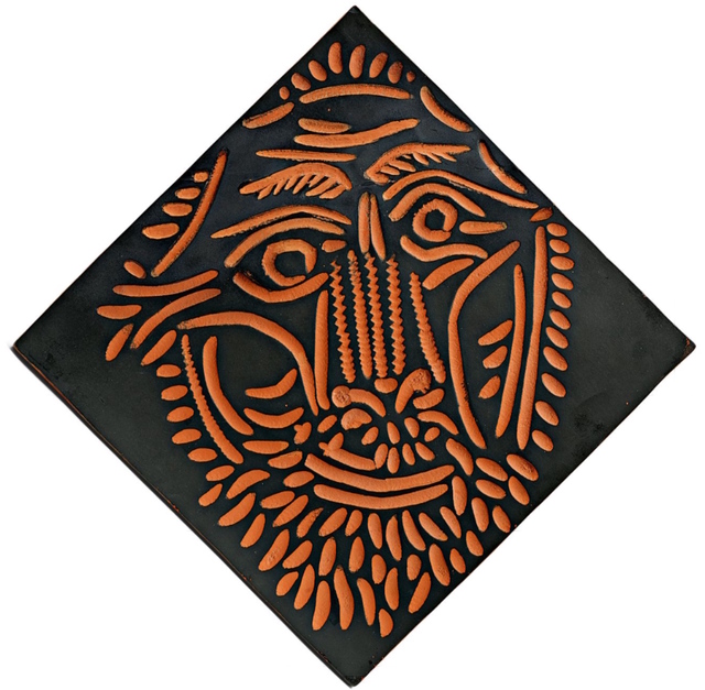 Pablo Picasso, ‘Tête de lion’, ca. 1968, Sculpture, Red ceramic painted in black, decorated with engobes, BAILLY GALLERY