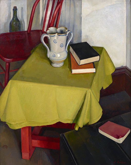 Luigi Lucioni, ‘The Yellow Tablecloth’, 1926-1928, Painting, Oil on board, Debra Force Fine Art
