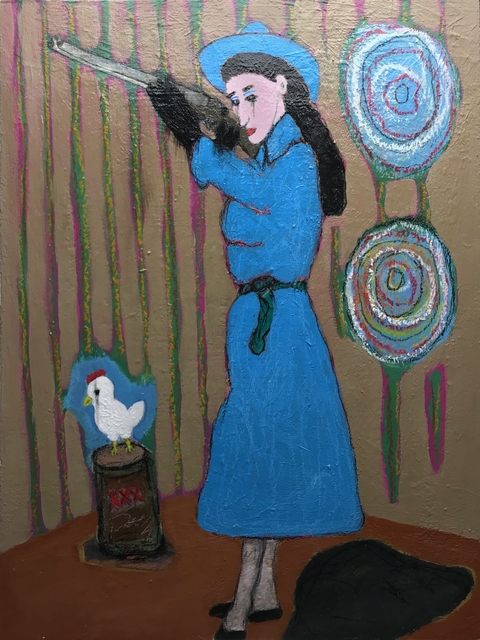 Morrison Pierce, ‘Guns, Chicken, Liquor for Sale’, 2020, Painting, Acrylic on panel, The Secret Gallery