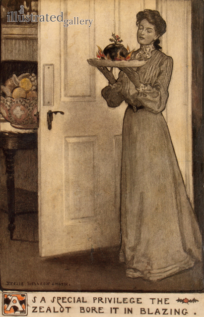 JESSIE WILLCOX SMITH, ‘Boy Playing Dress-Up, story illustration’, 20th Century, Drawing, Collage or other Work on Paper, Charcoal on Board, The Illustrated Gallery