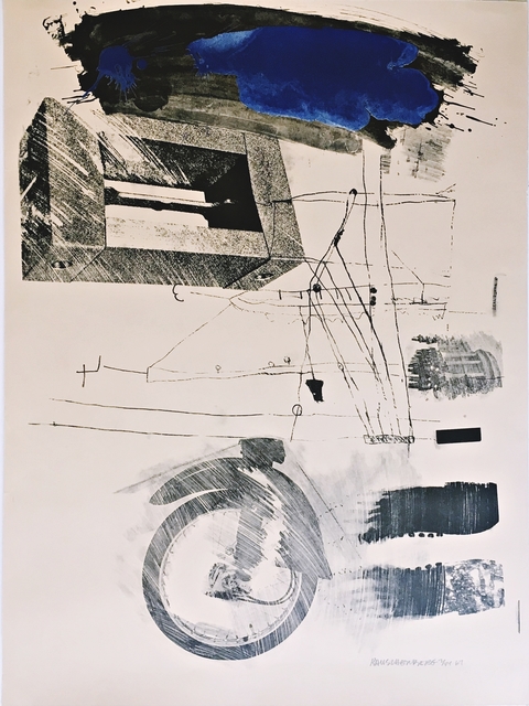 Robert Rauschenberg, ‘Test Stone #6 (Blue Cloud) from the Booster and 7 Studies Series (Foster, 45, G:33)’, 1967, Print, Lithograph on domestic etching paper. Hand Signed. Numbered. Dated. with the bindstamp and inkstamp (verso) of the printer and publisher, Gemini G.E.L., Los AngelesUnframed., Alpha 137 Gallery