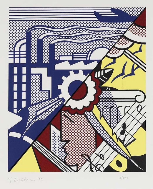 Roy Lichtenstein, ‘INDUSTRY AND THE ARTS II (Corlett 86)’, 1969, Print, Screenprint in colours on Fabriano wove paper., Marcel Katz Art