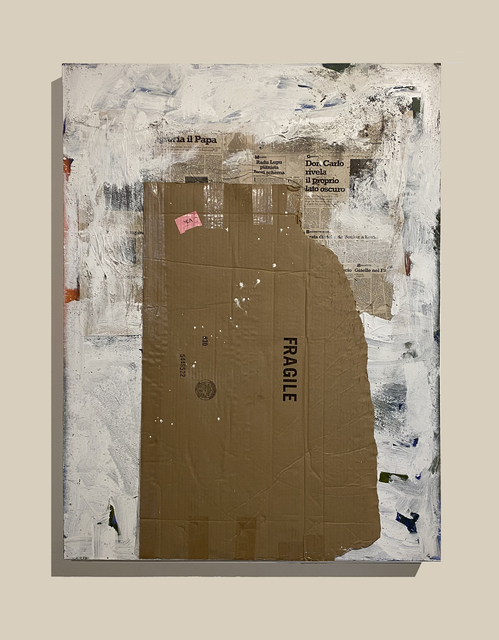 Stephen Lapthisophon, ‘Shamus’, 2020, Painting, Latex, coffee, collage & ink on canvas, Conduit Gallery