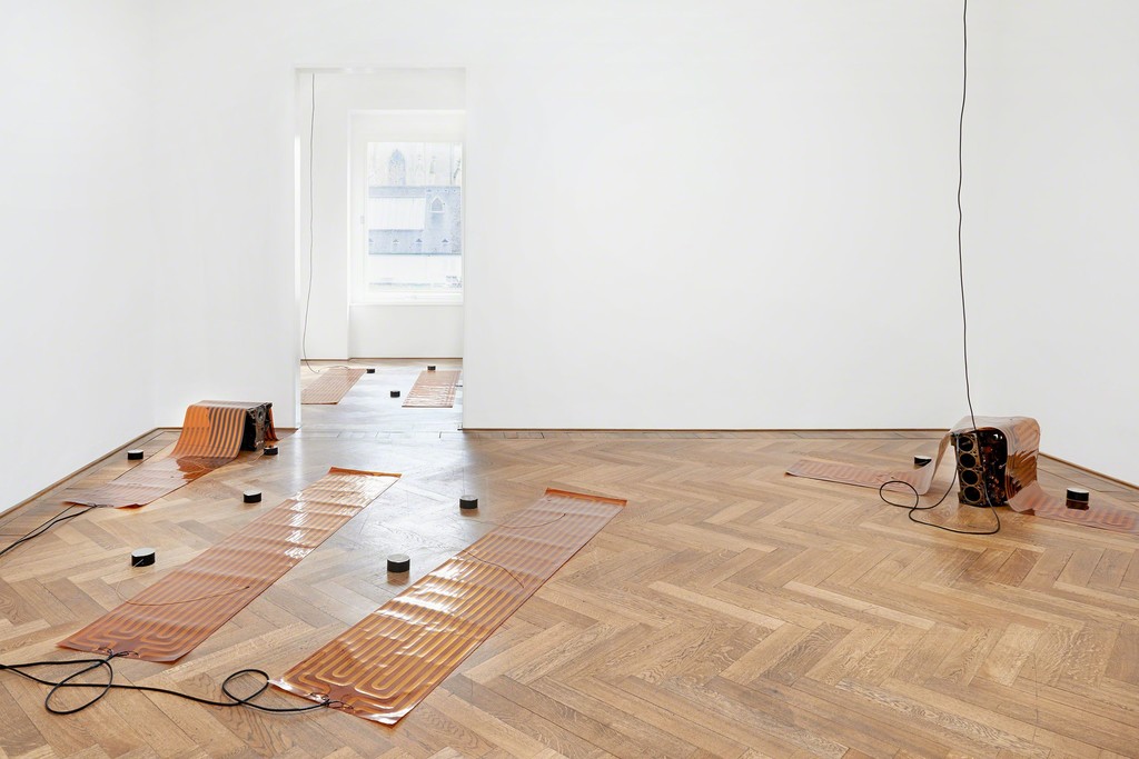 Sam Lewitt, Installation view More Heat Than Light, view on Weak Local Lineament (MHTL), 2016, Kunsthalle Basel, 2016. Photo: Philipp Hänger Sam Lewitt, Installation view More Heat Than Light, view on Weak Local Lineament (MHTL), 2016, Kunsthalle Basel, 2016. Photo: Philipp Hänger