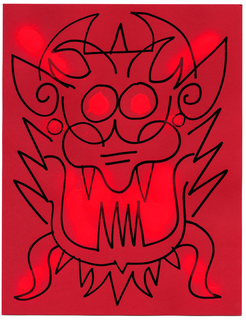 Jon Burgerman, Mask, 2020, Ink and spray paint on paper Jon Burgerman, Mask, 2020, Ink and spray paint on paper