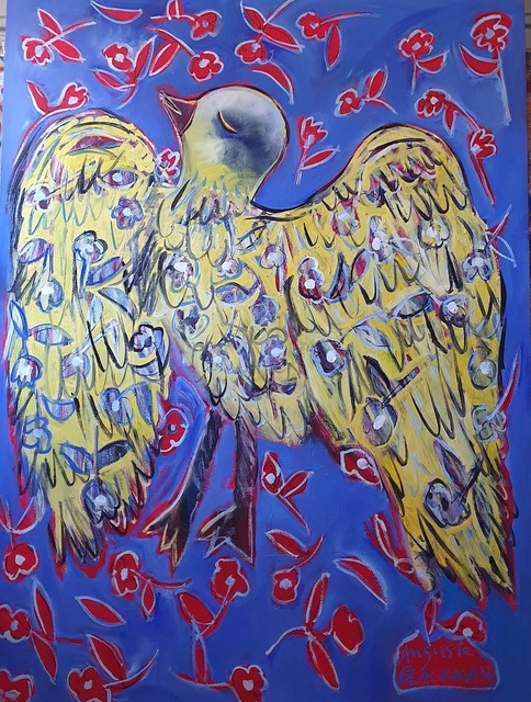 Auguste Blackman, ‘Flowerbird’, 2021, Painting, Oil on masonite, Angela Tandori Fine Art
