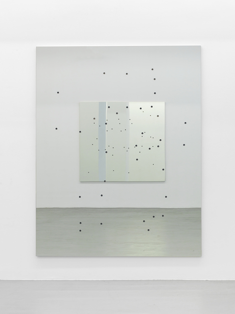 Alberto Garutti, ‘Courtyard, balcony with N. Above imperfect section of the sky / Cortile di casa, balcone con N. In alto rettangolo imperfetto di cielo’, 1992-2015, Mixed Media, Perforated mirror, wood, Buchmann Galerie