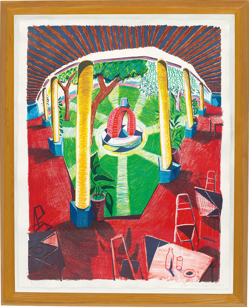 David Hockney - Views of Hotel Well III, from Moving Focus Series