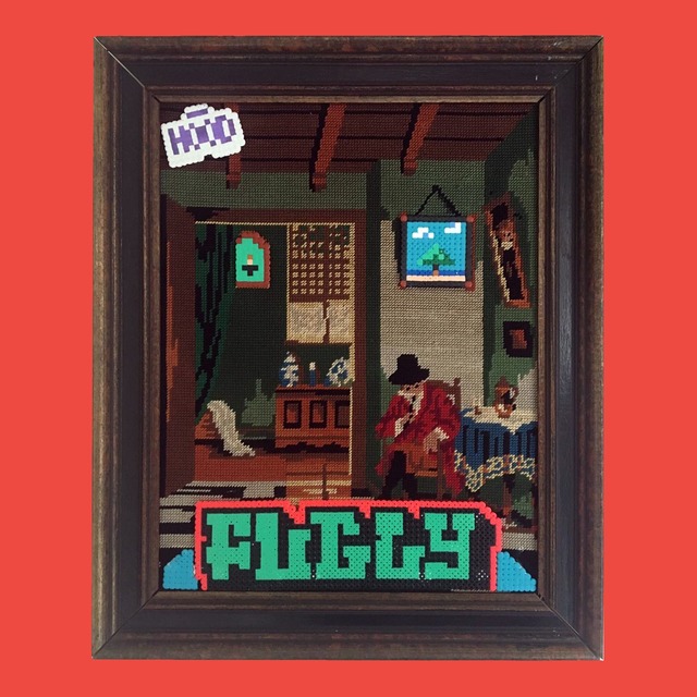 HoodKitsch, ‘Fugly - Beads’, 2021, Painting, Hama beads on framed kitsch tapestry artwork, Kalkman Gallery