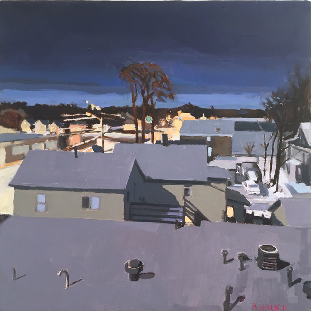 Aaron Hauck, ‘Winter View Studio Window Night’, 2019, Painting, Oil on panel, Deep Space Gallery