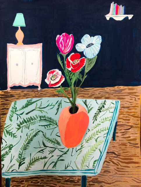 Polly Shindler, ‘Flowers on the Table ’, 2020, Painting, Acrylic on paper, Freight + Volume